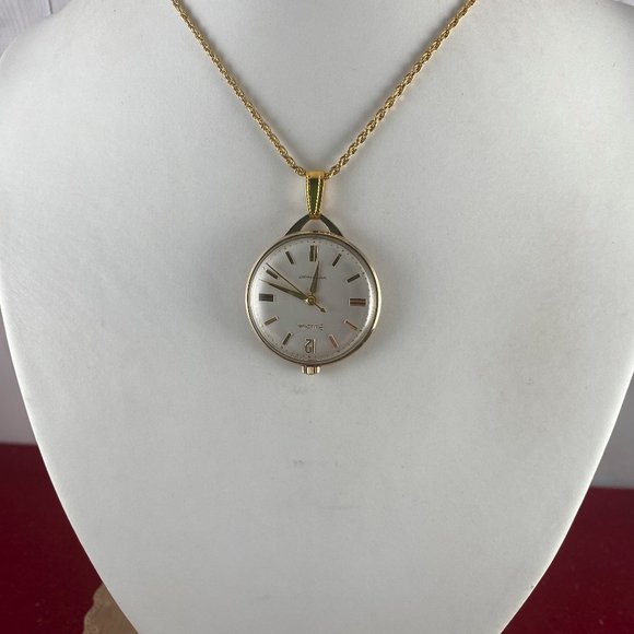 Vintage Bulova Pendant or pocket Watch in 10K rolled gold Working 1965 M5 - Picture 2 of 8
